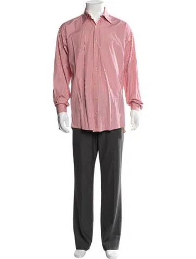 Pre-owned Paul Stuart Vintage Striped Dress Shirt In Red