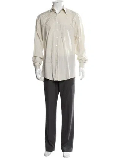 Pre-owned Paul Stuart Vintage Striped Dress Shirt In Yellow