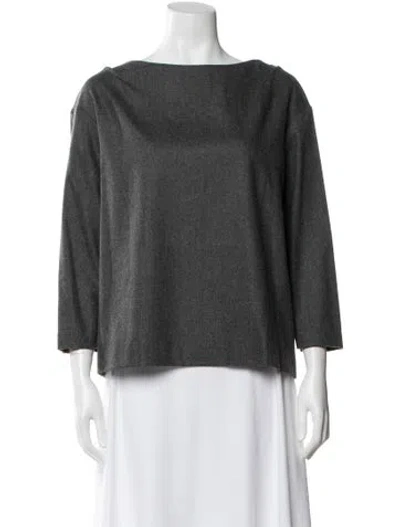 Pre-owned Paul Stuart Virgin Wool Bateau Neckline Top In Gray