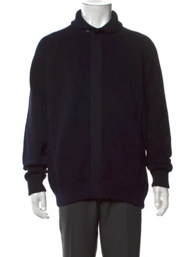 Pre-owned Paul Stuart Virgin Wool Collar Pullover In Black