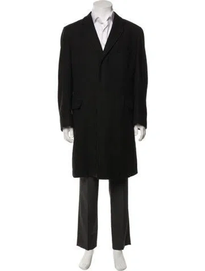 Pre-owned Paul Stuart Virgin Wool Overcoat In Black