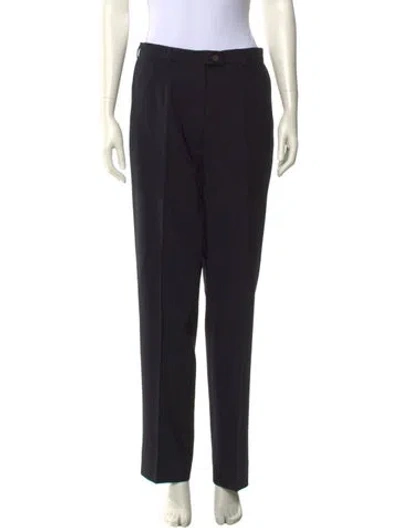 Pre-owned Paul Stuart Virgin Wool Straight Leg Pants In Black