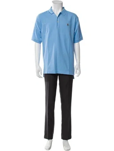 Pre-owned Paul Stuart V-neck Short Sleeve Polo Shirt In Blue