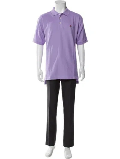 Pre-owned Paul Stuart V-neck Short Sleeve Polo Shirt W/ Tags In Purple