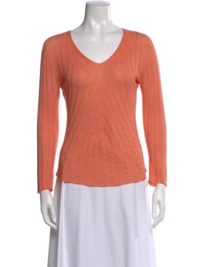 Pre-owned Paul Stuart V-neck Sweater In Orange