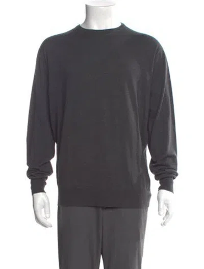 Pre-owned Paul Stuart Wool Crew Neck Pullover In Gray