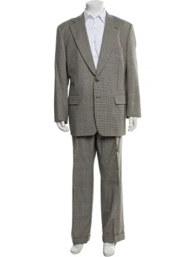 Pre-owned Paul Stuart Wool Houndstooth Print Two-piece Suit In Black