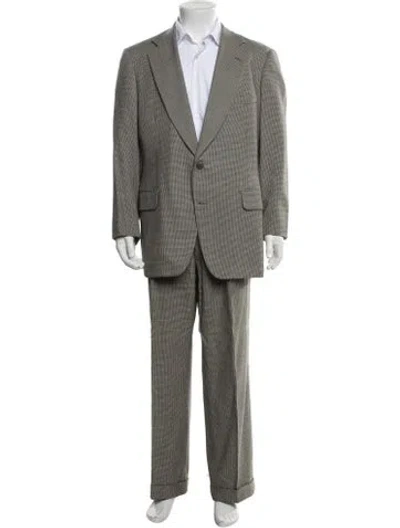 Pre-owned Paul Stuart Wool Houndstooth Print Two-piece Suit In Black