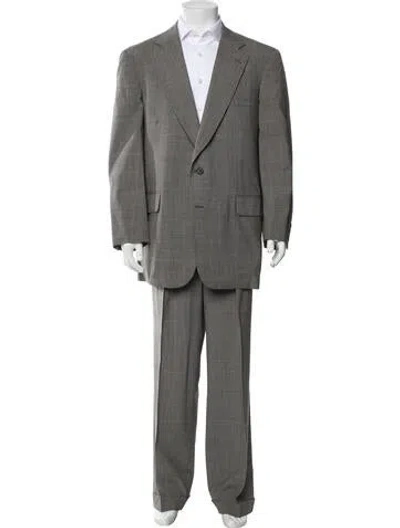 Pre-owned Paul Stuart Wool Houndstooth Print Two-piece Suit In Grey