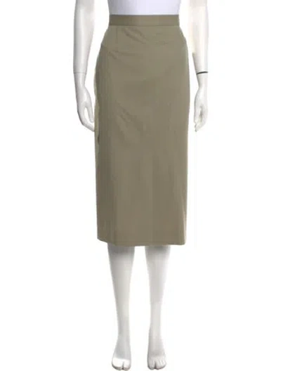 Pre-owned Paul Stuart Wool Midi Length Skirt In Green