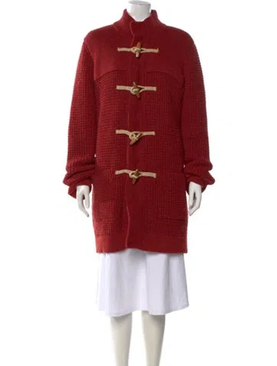 Pre-owned Paul Stuart Wool Open Front Sweater In Red
