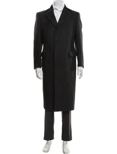Pre-owned Paul Stuart Wool Overcoat In Black
