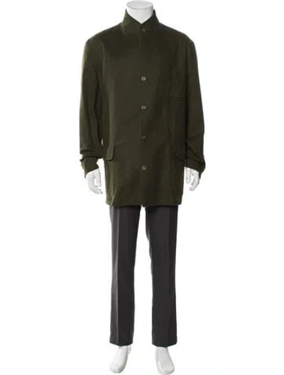 Pre-owned Paul Stuart Wool Overcoat In Green