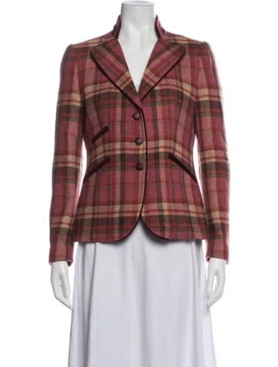 Pre-owned Paul Stuart Wool Plaid Print Blazer In Multicolor