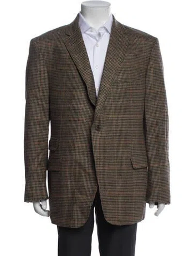 Pre-owned Paul Stuart Wool Plaid Print Blazer In Neutrals