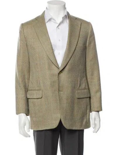 Pre-owned Paul Stuart Wool Plaid Print Blazer In Yellow