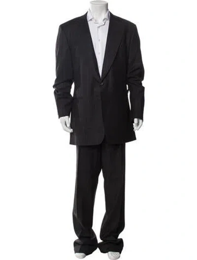Pre-owned Paul Stuart Wool Plaid Print Two-piece Suit In Grey