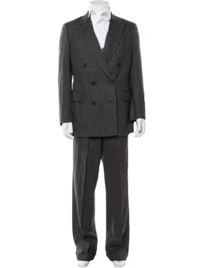 Pre-owned Paul Stuart Wool Plaid Print Two-piece Suit In Grey