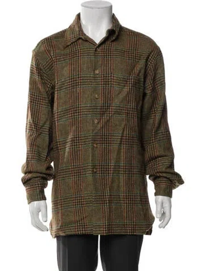 Pre-owned Paul Stuart Wool Plaid Print Utility Jacket In Multi