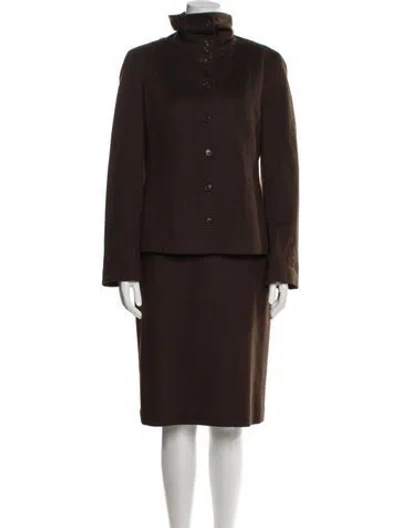 Pre-owned Paul Stuart Wool Skirt Suit In Brown
