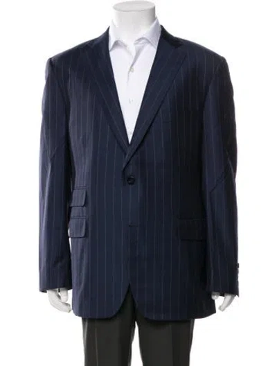 Pre-owned Paul Stuart Wool Striped Blazer In Blue