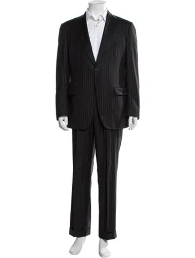 Pre-owned Paul Stuart Wool Striped Two-piece Suit In Black