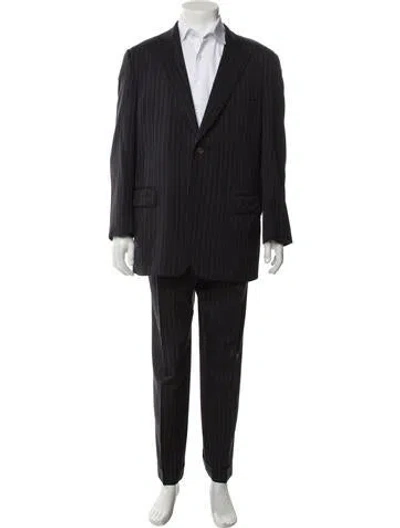 Pre-owned Paul Stuart Wool Striped Two-piece Suit In Black