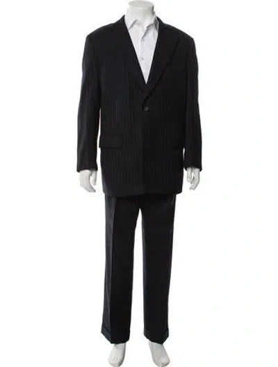 Pre-owned Paul Stuart Wool Striped Two-piece Suit In Black