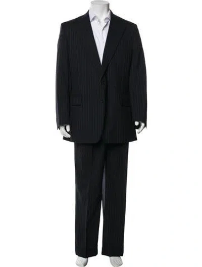 Pre-owned Paul Stuart Wool Striped Two-piece Suit In Black
