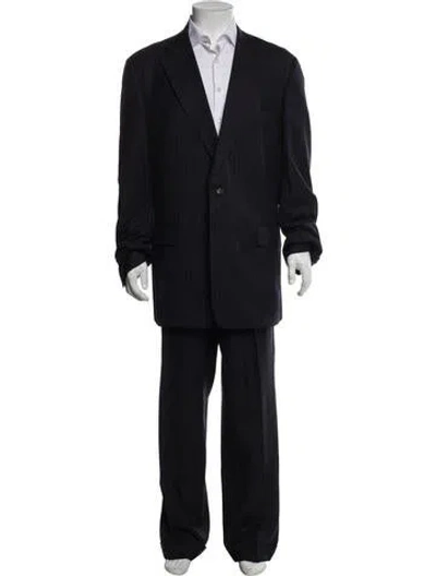 Pre-owned Paul Stuart Wool Striped Two-piece Suit In Black/blue