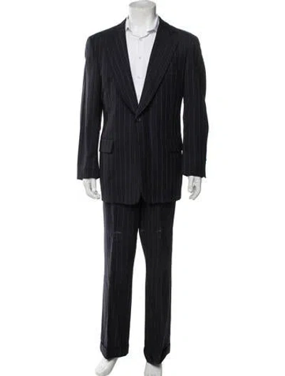Pre-owned Paul Stuart Wool Striped Two-piece Suit In Blue
