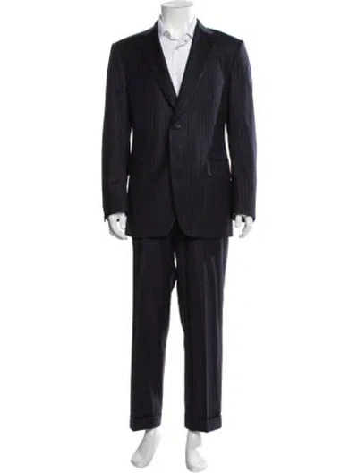 Pre-owned Paul Stuart Wool Striped Two-piece Suit In Blue