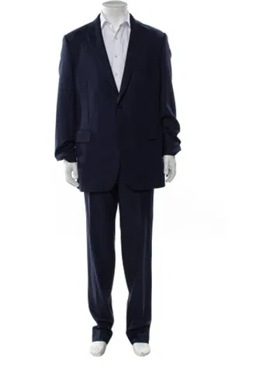 Pre-owned Paul Stuart Wool Striped Two-piece Suit In Blue