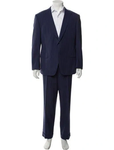 Pre-owned Paul Stuart Wool Striped Two-piece Suit In Blue