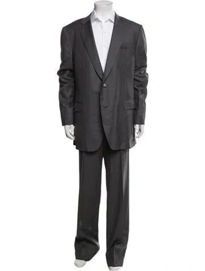 Pre-owned Paul Stuart Wool Striped Two-piece Suit In Grey