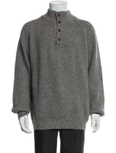 Pre-owned Paul Stuart Wool Turtleneck Polo Sweater In Gray