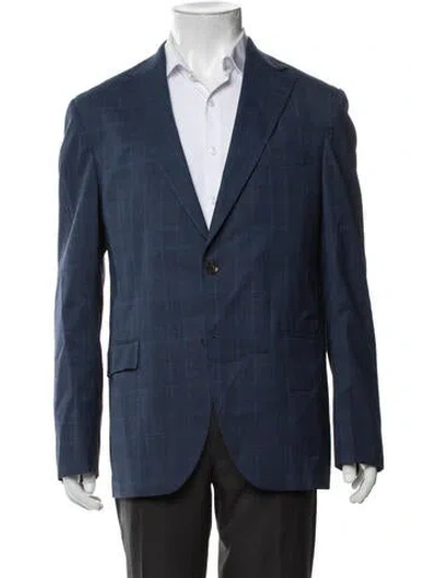 Pre-owned Paul Stuart Wool Tweed Pattern Blazer In Blue
