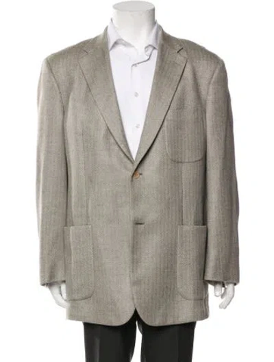 Pre-owned Paul Stuart Wool Tweed Pattern Blazer In Neutrals