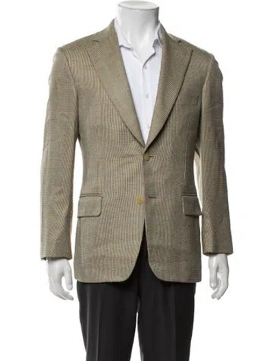 Pre-owned Paul Stuart Wool Tweed Pattern Blazer In Neutrals/yellow