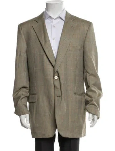 Pre-owned Paul Stuart Wool Tweed Pattern Jacket In Neutrals/yellow