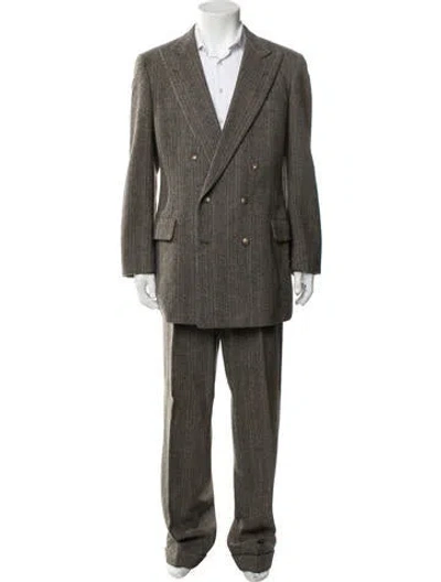 Pre-owned Paul Stuart Wool Tweed Pattern Two-piece Suit In Green