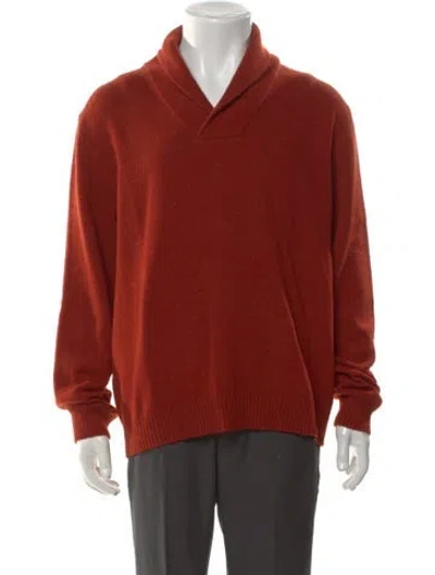 Pre-owned Paul Stuart Wool V-neck Pullover In Orange