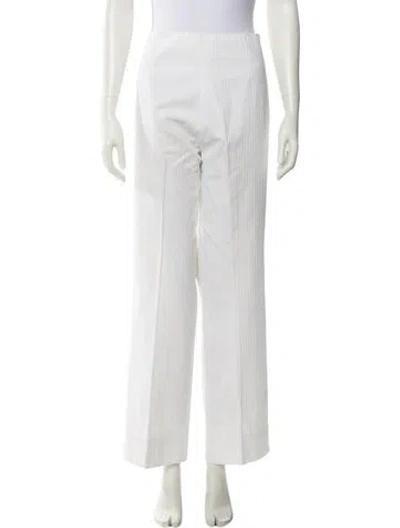 Pre-owned Paul Stuart Wool Wide Leg Pants In White