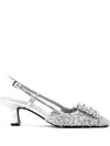 Paul Warmer Carre Slingback Pumps In Silver