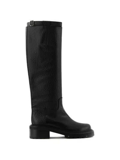 Paul Warmer Stiefel Aus Gekörntem Leder In Black