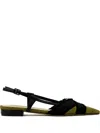 Paul Warmer Kesha Slingback Flats In Green