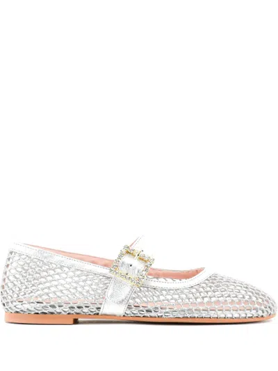 Paul Warmer Mesh Ballerina Flats In Silver