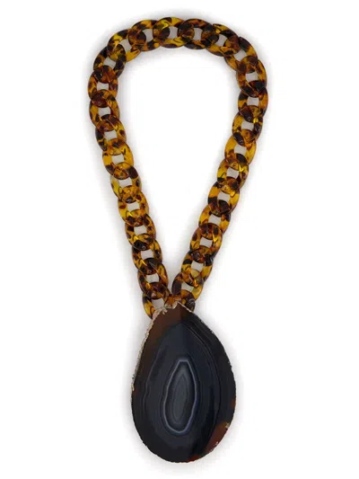 Paula Agate Chain Necklace In Brown