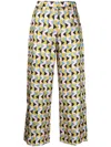 Paula Geometric-print Silk Trousers In Green