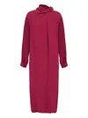 Paula Asymmetric Draped Midi Dress In Pink